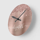 Roos Gold Driving Glitter op maat Ronde Klok (Hoek)