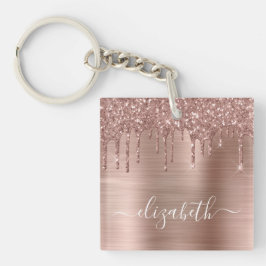 Roos Gold Driving Glitter op maat Sleutelhanger