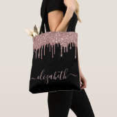 Roos Gold Driving Glitter Persoonlijk Zwart Tote Bag (Dichtbij)