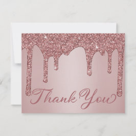 Roos Gold Driving Glitter Quinceanera Bedankkaart