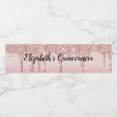 Roos Gold Driving Glitter Quinceañera Waterfles Etiket (Enkel label)