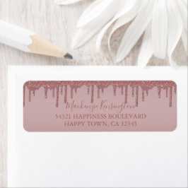 Roos Gold Driving Glitter Return Address Etiket