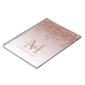 Roos Gold Driving Glitter Sparkle Monogram Script Notitieboek (Linkerzijde)
