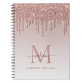 Roos Gold Driving Glitter Sparkle Monogram Script Notitieboek (Voorkant)