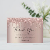 Roos Gold Driving Glitter Weddenschap Hartelijk da Bedankkaart (Staand voorkant)