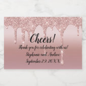 Roos Gold Driving Glitter Wedding Favor Mini Sparkling Wijnetiket (Enkel label)