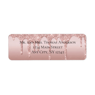 Roos Gold Driving Glitter Wedding Return Address Etiket