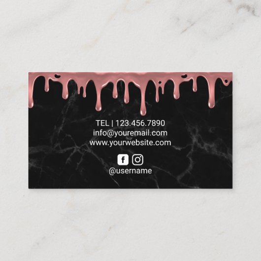 Roos Gold Driving Lips Black Marble Makeup Artist Visitekaartje (Achterkant)