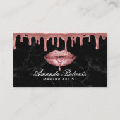 Roos Gold Driving Lips Black Marble Makeup Artist Visitekaartje (Voorkant)