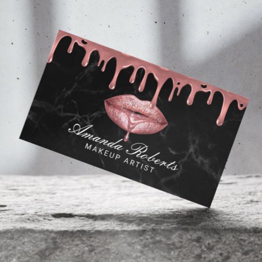Roos Gold Driving Lips Black Marble Makeup Artist Visitekaartje