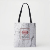 Roos Gold Driving Lips White Marble Makeup Artist Tote Bag (Voorkant)