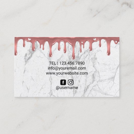 Roos Gold Driving Lips White Marble Makeup Artist Visitekaartje (Achterkant)