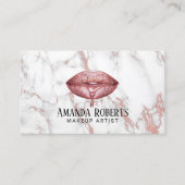 Roos Gold Driving Lips White Marble Makeup Artist Visitekaartje (Voorkant)