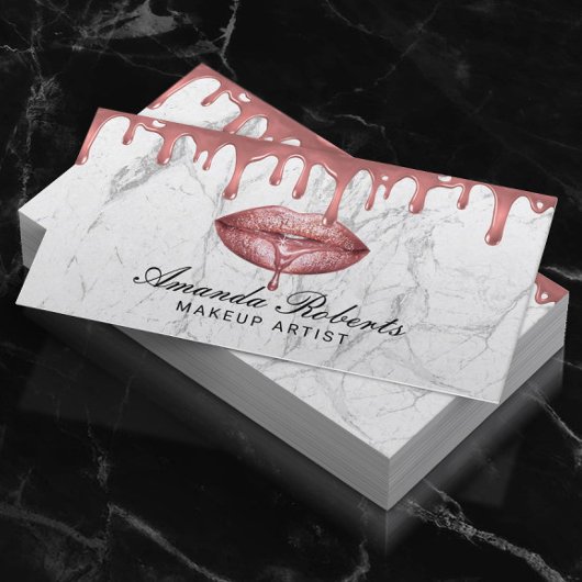 Roos Gold Driving Lips White Marble Makeup Artist Visitekaartje