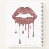 Roos Gold Druppelende Glitter Lips Make-up Afspraa Notitieboek (Achterkant)