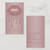 Roos Gold Druppelende Glitter Lips Make-up Artist Visitekaartje (Voorkant / Achterkant)