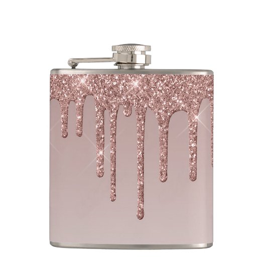 Roos Gold Druppelglam Heupfles (Voorkant)