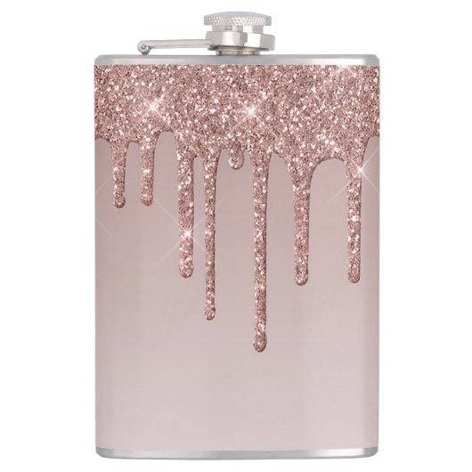 Roos Gold Druppelglam Heupfles (Voorkant)