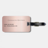 Roos Gold Druppels Aangepaste Monogram Naam Bagagelabel (Achterkant horizontaal)