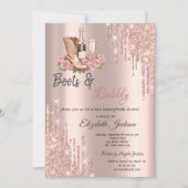 Roos Gold Druppels Wijnlaarzen & Bubbly Bridal Kaart (Voorkant)