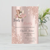 Roos Gold Druppels Wijnlaarzen & Bubbly Bridal Kaart (Staand voorkant)