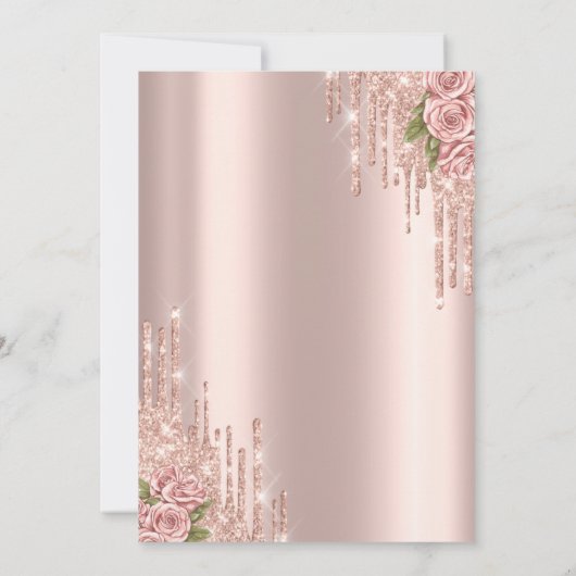 Roos Gold Druppels Wijnlaarzen & Bubbly Bridal Kaart (Achterkant)