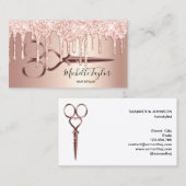 Roos Gold druppelt kappersschaar Visitekaartje (Voorkant / Achterkant)