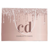 Roos Gold Drupt Roze Monogram Verjaardag Groot Cadeauzakje (Achterkant)