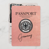 Roos Gold Duitsland Paspoort Bewaar de datum Save The Date (Voorkant / Achterkant)
