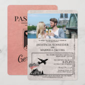 Roos Gold Duitsland Paspoort Huwelijksuitnodiging Kaart (Voorkant / Achterkant)