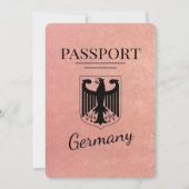 Roos Gold Duitsland Paspoort Huwelijksuitnodiging Kaart (Achterkant)