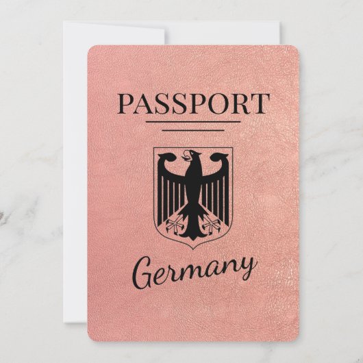 Roos Gold Duitsland Paspoort Huwelijksuitnodiging Kaart (Achterkant)