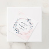 Roos Gold Dusty Blue Greenery Geometric Wedding Bedankjes Labels (In situ)