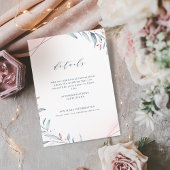 Roos Gold Dusty Blue Greenery Geometric Wedding Informatiekaartje