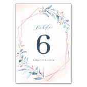 Roos Gold Dusty Blue Greenery Geometric Wedding Kaart (Voorkant)