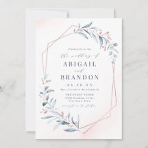 Roos Gold Dusty Blue Greenery Geometric Wedding