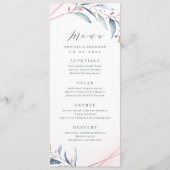 Roos Gold Dusty Blue Greenery Geometric Wedding Menu (Voorkant)
