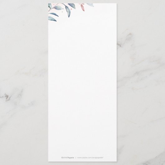 Roos Gold Dusty Blue Greenery Geometric Wedding Menu (Achterkant)