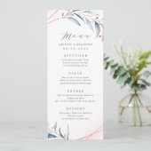 Roos Gold Dusty Blue Greenery Geometric Wedding Menu (Staand voorkant)