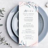 Roos Gold Dusty Blue Greenery Geometric Wedding Menu