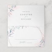 Roos Gold Dusty Blue Greenery Geometric Wedding Plaatskaartje (Buitenkant ongevouwen)