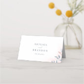 Roos Gold Dusty Blue Greenery Geometric Wedding Plaatskaartje (Achterkant)