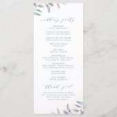 Roos Gold Dusty Blue Greenery Geometric Wedding Programmakaart (Achterkant)