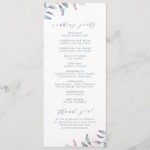 Roos Gold Dusty Blue Greenery Geometric Wedding Programmakaart (Achterkant)