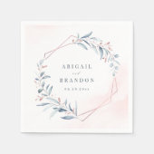 Roos Gold Dusty Blue Greenery Geometric Wedding Servet (Voorkant)