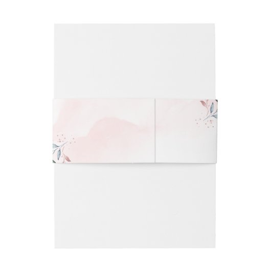 Roos Gold Dusty Blue Greenery Geometric Wedding Uitnodigingen Wikkel (Achterkant Voorbeeld)