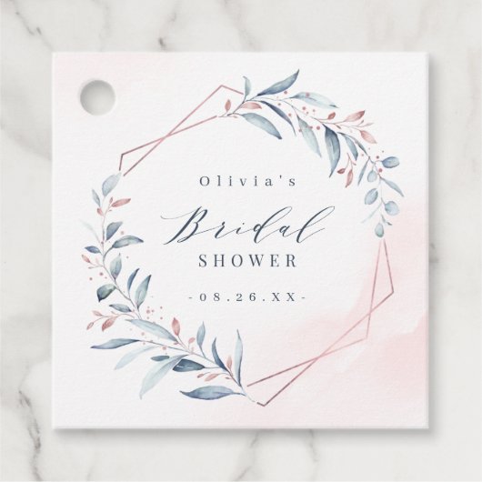 Roos Gold Dusty Blue Greenery Vrijgezellenfeest Bedankjes Labels (Voorkant)