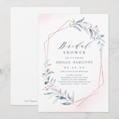 Roos Gold Dusty Blue Greenery Vrijgezellenfeest Kaart (Voorkant / Achterkant)