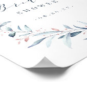 Roos Gold Dusty Blue Greenery Vrijgezellenfeest Poster (Hoek)