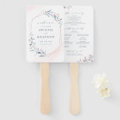 Roos Gold Dusty Blue Greenery Wedding Program Handwaaier (Voorkant en achterkant)